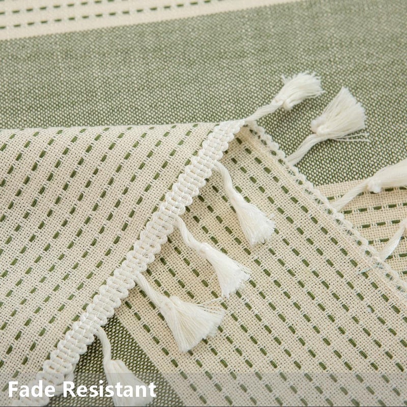 TruDelve Cotton Square Tablecloth Sage Green Striped Tablecloths Ourdoor Table Cloth Square Tables Cloth Tablecloth for Card Table Cover (55"x55", Green) - Image 4